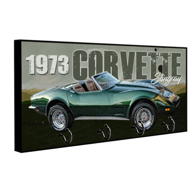 1973 Corvette Stingray Dark Green Convertible Key Hanger Dog Leash Holder