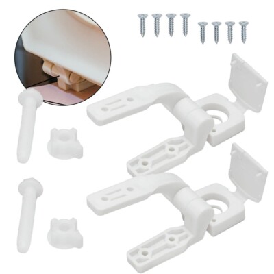 1 Pair White Plastic Toilet For Seat Lid Hinge Replacement with Bolts Screw Nuts