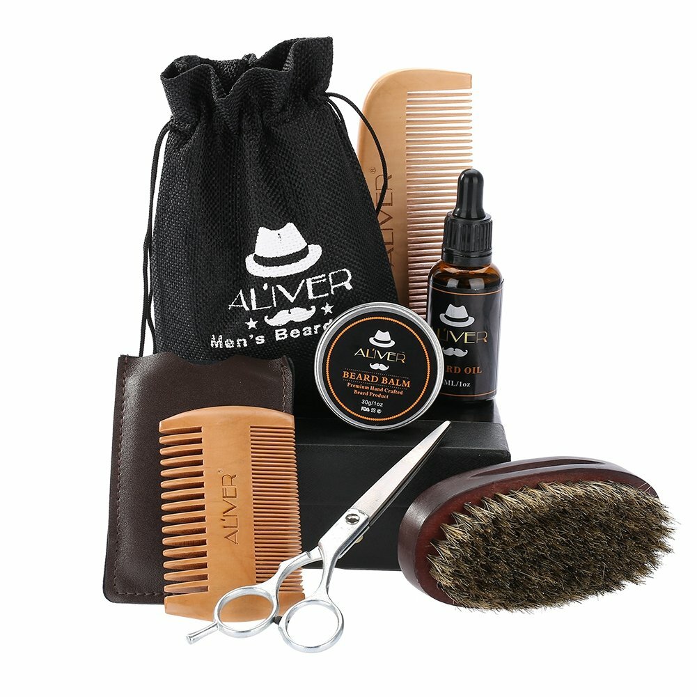 Bartpflegeset Bartpflege Set Geschenkset für Männer Bartöl Bartkamm 6 Tlg.