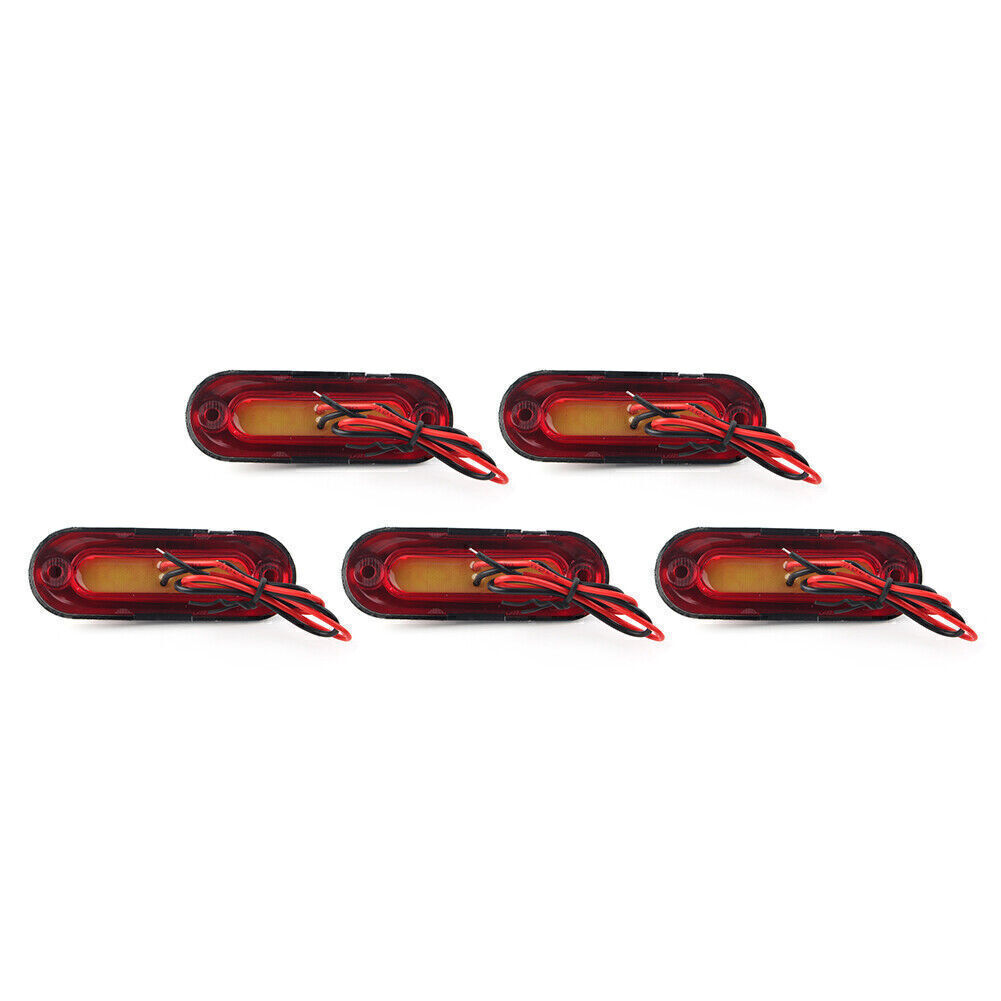5Pcs 12V 24V Red LED Side Clearance Marker Light For Car Truck Trailer Pickup