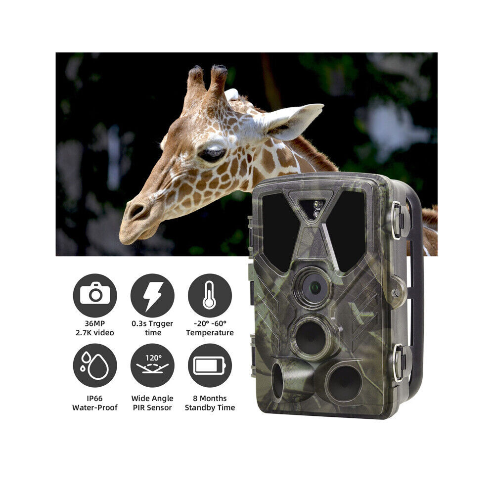Trail Camera 24MP 2.7K, Game Camera with No Glow LED Infrared Night Vision 65Ft