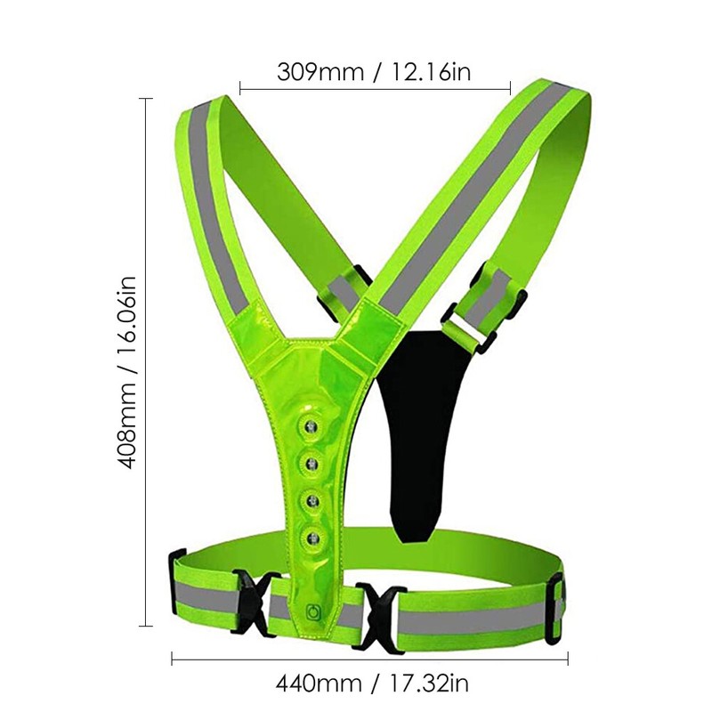 LED Reflective Running Vest Light For Night Jogging Cycling Traffic Safety Vest