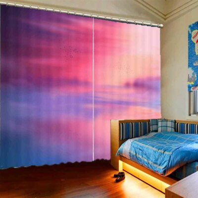 Brilliant Clouds Horizon 3D Blockout Photo Print Curtain Fabric Curtains Window