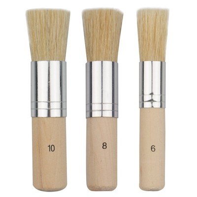 BUDDE3pcs Wooden Stencil Brush Natural Bristle Wooden Template Paint Brushes ...