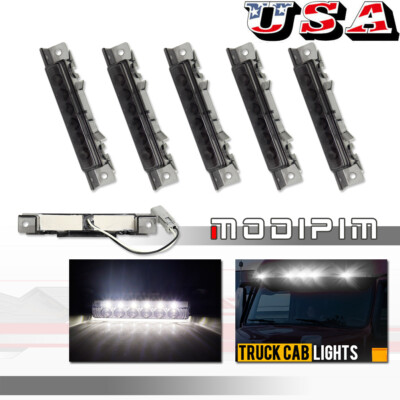 5PCS White Smoked Lens LED Cab Roof Marker Running Lights For Truck Volvo VN/VNL
