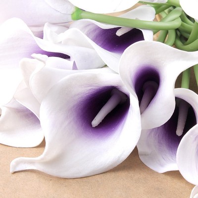 Wuudi 20pcs Calla Lily Bridal Wedding Bouquet Head Latex Real Touch Flower Bo...