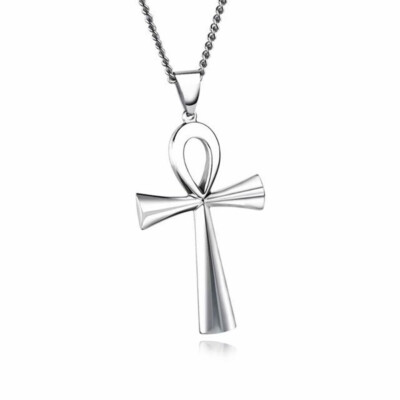 Egyptian Ankh Pendant Necklace Cross of Life Egypt Symbol Stainless Steel Chain^