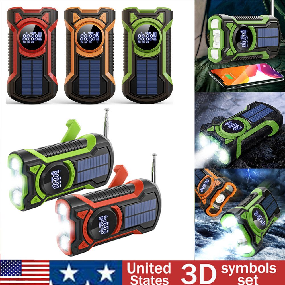Solar Multi-Powered All-Band Radio Waterproof Hand Crank Phone Charger SOS Alarm