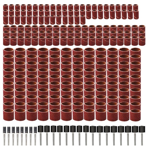 384 Pieces Sanding Drum Kit Sander Sleeves With Mandrels for Dremel Rotary Tool