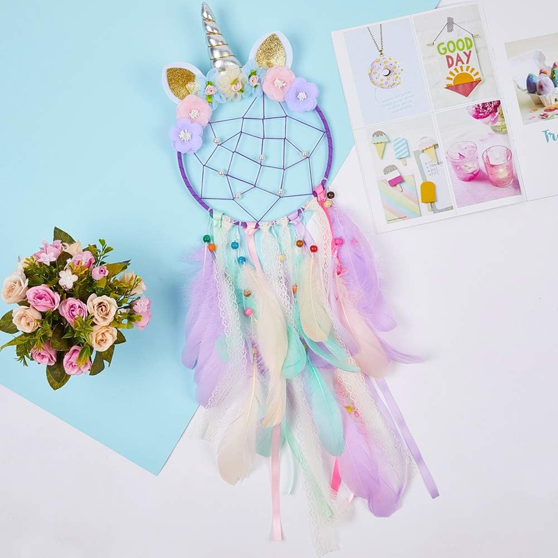 Dream Catchers for Kids Unicorn Dream Catcher Feather Wall Décor for Girls Bedro