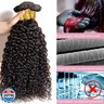 Deep Wave Human Hair Bundles, 20 22 24 Inch, 100% Unprocessed Brazilian Virgin Hair, Deep Curly, Natural Black, Wet And Wavy Bundles - 3 Pack, Style Keep Texture Silky Soft, Hair Extension