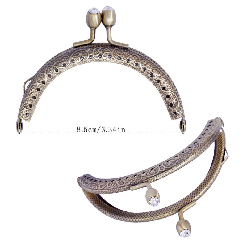 8.5cm Rhinestone Metal Purse Frame Kiss Clasp Lock for DIY Coin Bag Sewing Craft