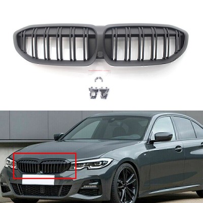 Double Slat Grill Matte Black Car Front Kidney Grille For BMW 3 Series G20 19-20