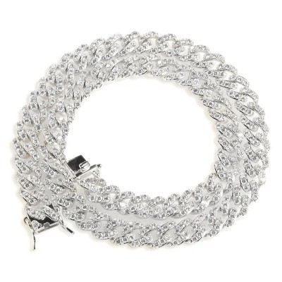 Iced Out Full Zircon Silver Cuban Link Chain Jewelry Necklaces Bracelet Anklet
