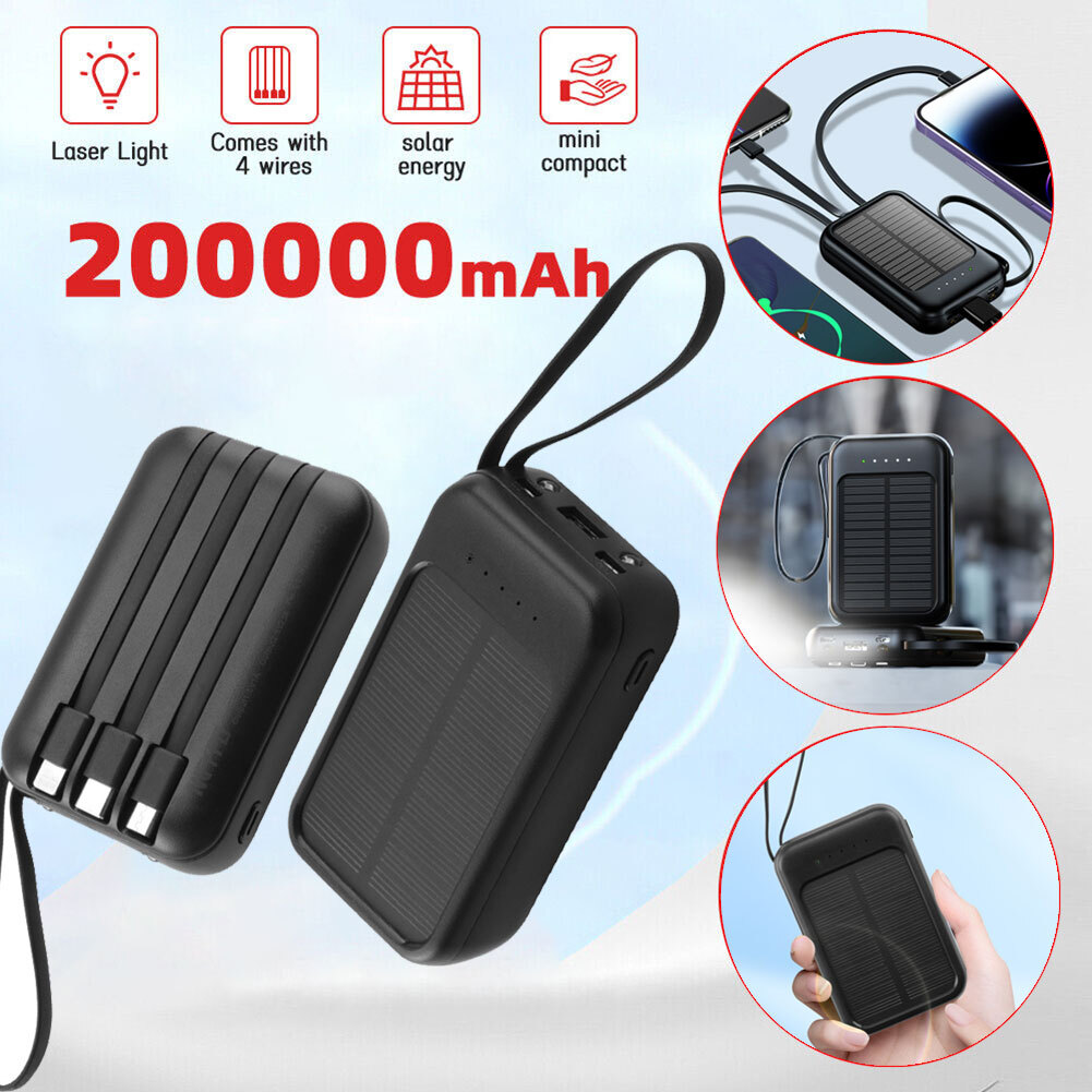 Portable Mini Power Bank 20000mAh Solar Panel USB External Battery Pack Charger