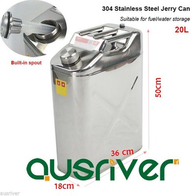 Download 20L 304 Stainless Steel Jerry Can Fuel/Water Storage for Boat/4WD/Car/Motorbike | eBay