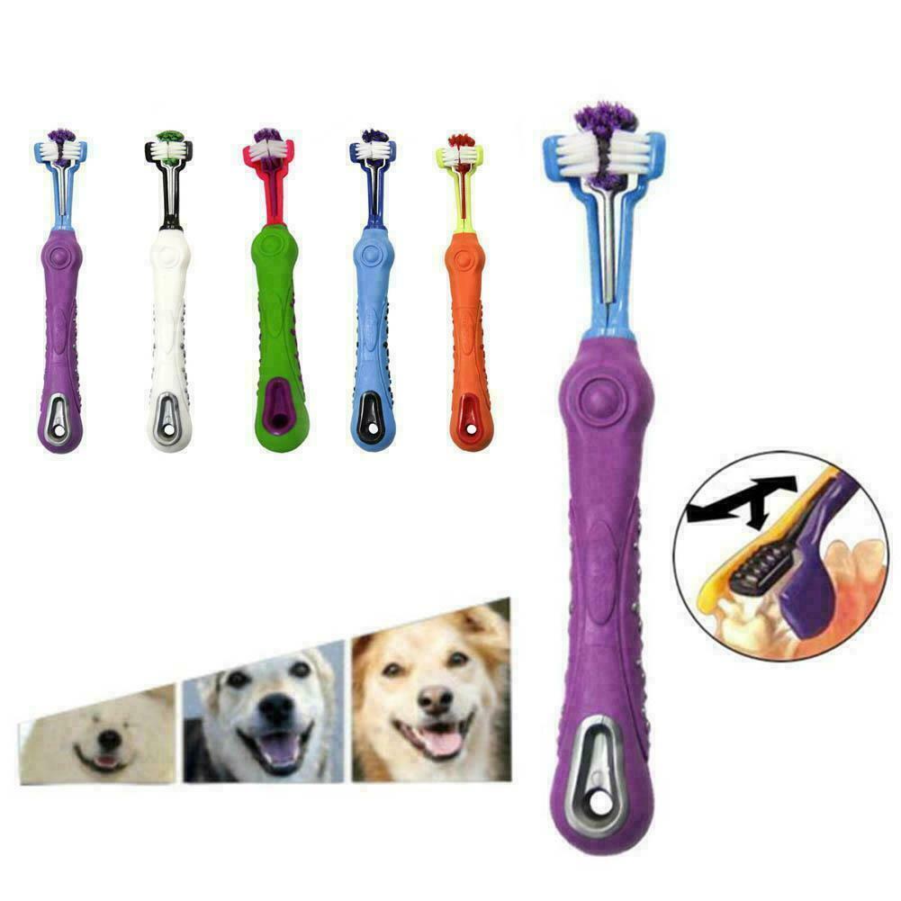 Dreiseitig Hund Zahnbürste for Pet Dental Care Triple Zahnbürste