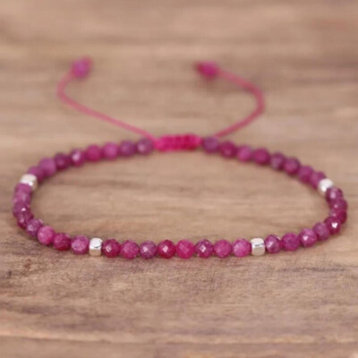 Natural Ruby Stone Crystal Dainty bracelet Minimalist Gemstone bracelet handmade