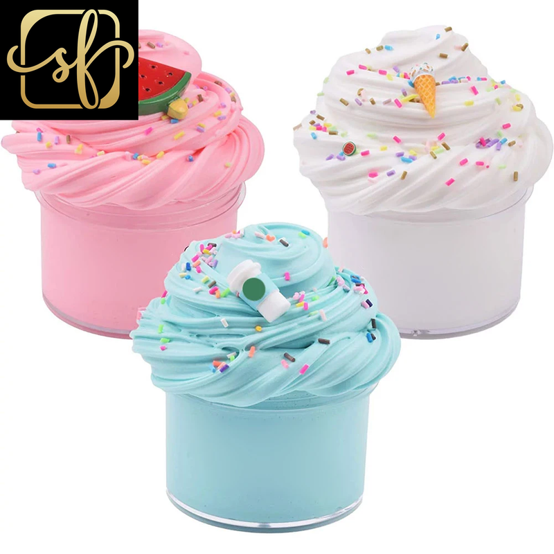3Pcs Plasticine Toy Non Sticky Watermelon Ice Cream Fluffy Slime Butter DIY Antistress Party Favors Decompression Christmas Gift