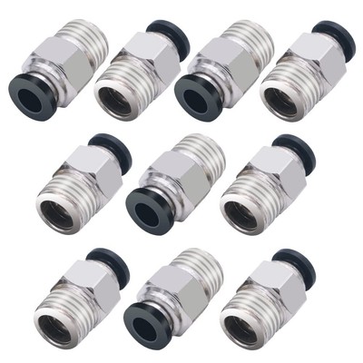 10pcs Straight Push Connectors Pneumatic Fittings Push to Connect Tube Fittin...