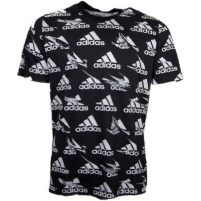 

Adidas Мужская футболка Brandlove Essentials с коротким рукавом спортивная футболка с круглым вырезом, Черный, HE1788
