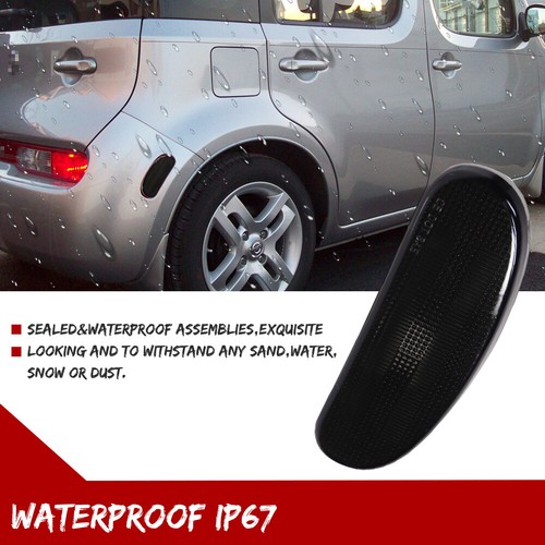 For 09-14 NISSAN CUBE Smoke Rear Bumper Side Marker Lights