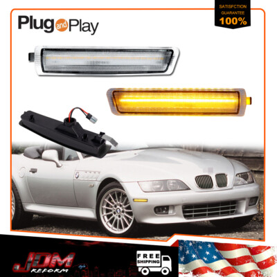 FOR BMW E36 Z3 M COUPE ROADSTER AMBER LED CLEAR FRONT BUMPER SIDE MARKER 96-2002