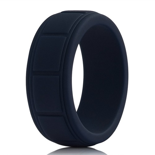 Silicone Wedding Ring for Men Rubber Wedding Workout Sport Yoga Bands 8mm Width