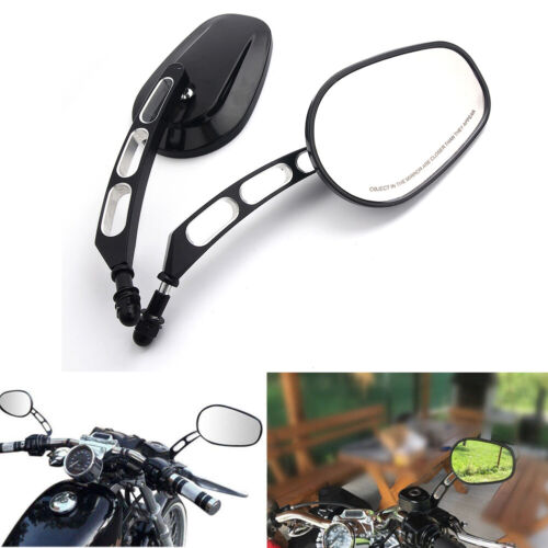 Motorcycle Motorbike Black Edge Cut Rearview Side Mirror 8mm Thread Universal