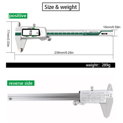 150mm Electronic Digital Caliper LCD Display Fraction/MM/Inch Stainless Steel