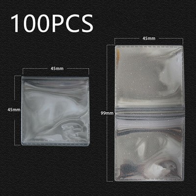 45*45mm Double Pocket Vinyl Coin Flips Platic PVC  Bag For Storage Display