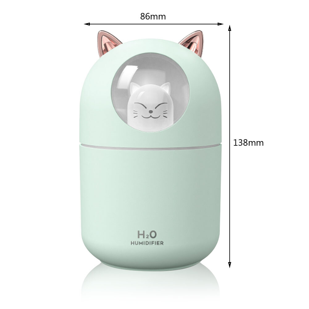 Air Humidifier Cute Cat Small Aroma Diffuser with Night Light Home Cool Mist