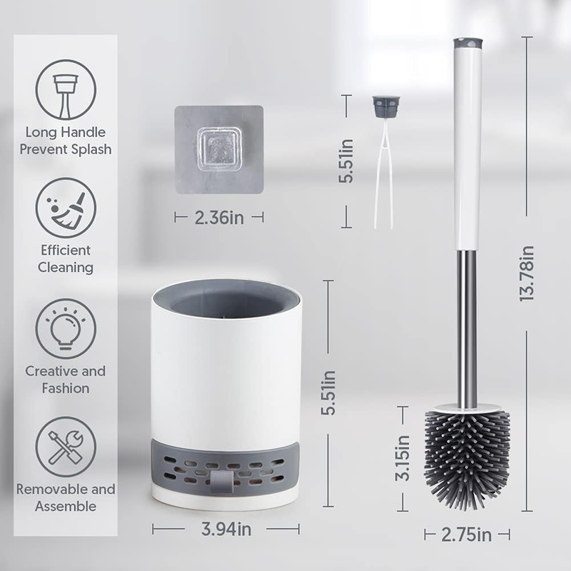 Toilet Brush and Holder,  Toilet Brush Silicone Toilet Bowl Brush and Holder for