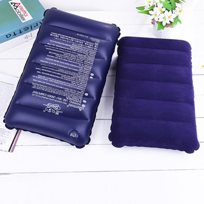 Large Inflatable Travel Pillow Flocked Head Rest Cushion Beach