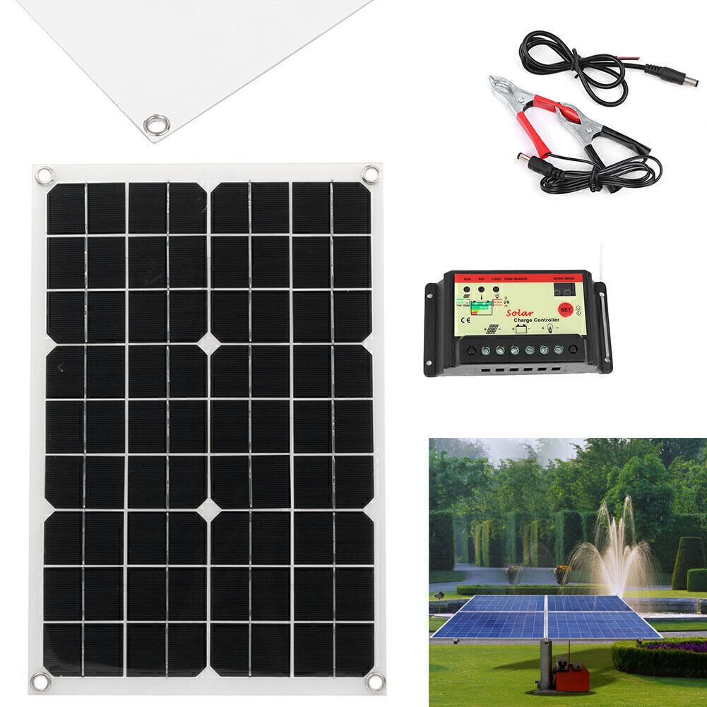 For Motorhome RV Boats 20W Flexible Solar Panel 18V Battery Charge w/ Controller