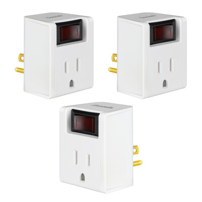DEWENWILS Electrical Plug Outlet Switch Grounded Single Port Power Adapter 3Pack