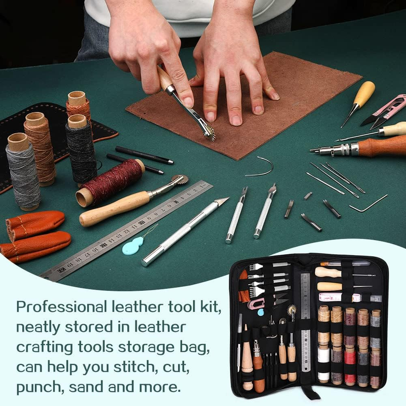 Leather Working Tools, Leather Craft Tools and Supplies with Waxed Thread Punch