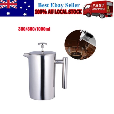 350-1000ML Double Stainless Steel Press French Coffee Mug Tea Pot