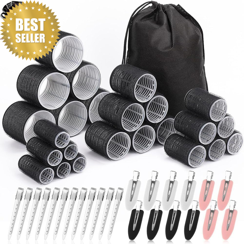 49Pcs Rollers Hair Curlers for Women, 4 Size Set Hair Rollers Heatless 25Mm 36Mm