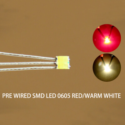 20 Stk. Bi-Color SMD LED rot/warmweiss 0605 +Microlitze 20cm