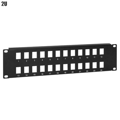24 Port Blank Patch Panel Keystone Jack Network LAN Cat6 Cat5e 2U 19'' Rack Mount