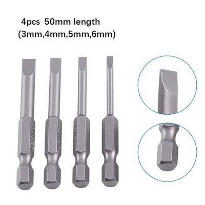 Hochwertige 4 Stück 50 mm Schlitz Schraubendreher Bits mit Magnetkopf Sechskant