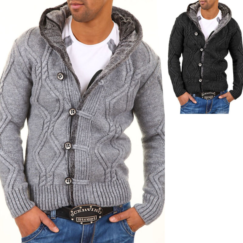 CARISMA Herren Strickjacke mit Kapuze Grobstrick Pullover CARISMA Herren Strickjacke mit Kapuze Grobstrick Pullover
