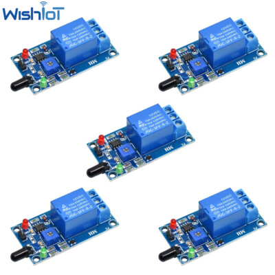 5PCS IR Infrared 1 Channel 12V Flame Detection Sensor Relay Module For Arduino