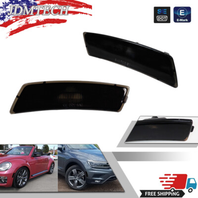 Smoked Black Front Side Marker Light Housings For 18-up VW Tiguan, 12-19 Beetle