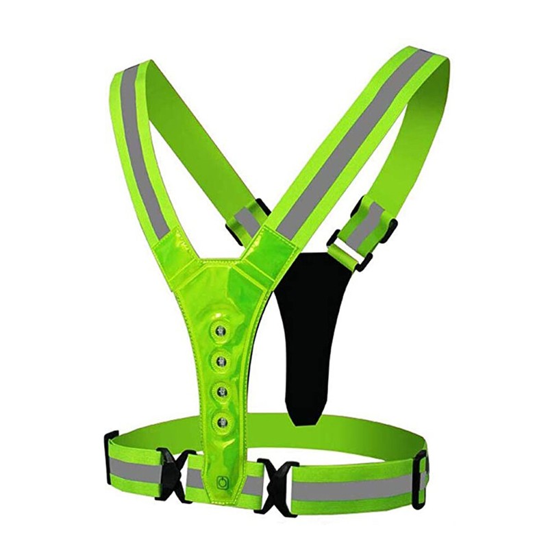 LED Reflective Running Vest Light For Night Jogging Cycling Traffic Safety Vest