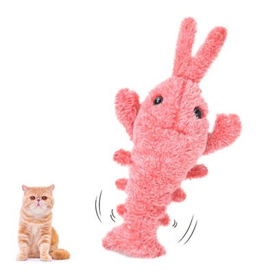 Electric Jumping Stuffed Soft Dog Simulation Lobster Plush Cat Toy Shrimp Moving