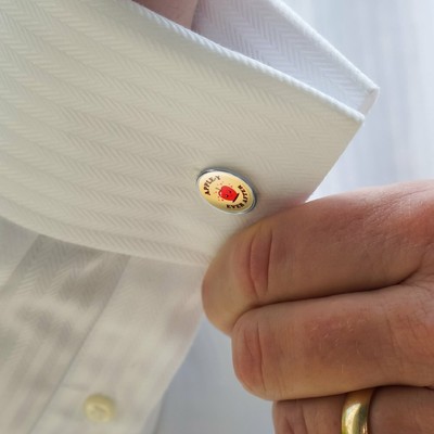 Apple-y Happily Ever After Funny Humor Round Cufflink Set Silver Color