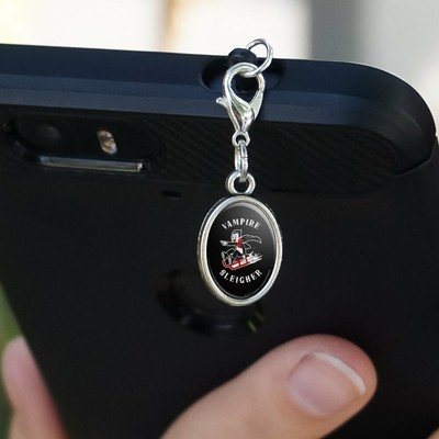 Vampire Sleigher Slayer Funny Humor Mobile Phone Headphone Jack Oval Charm