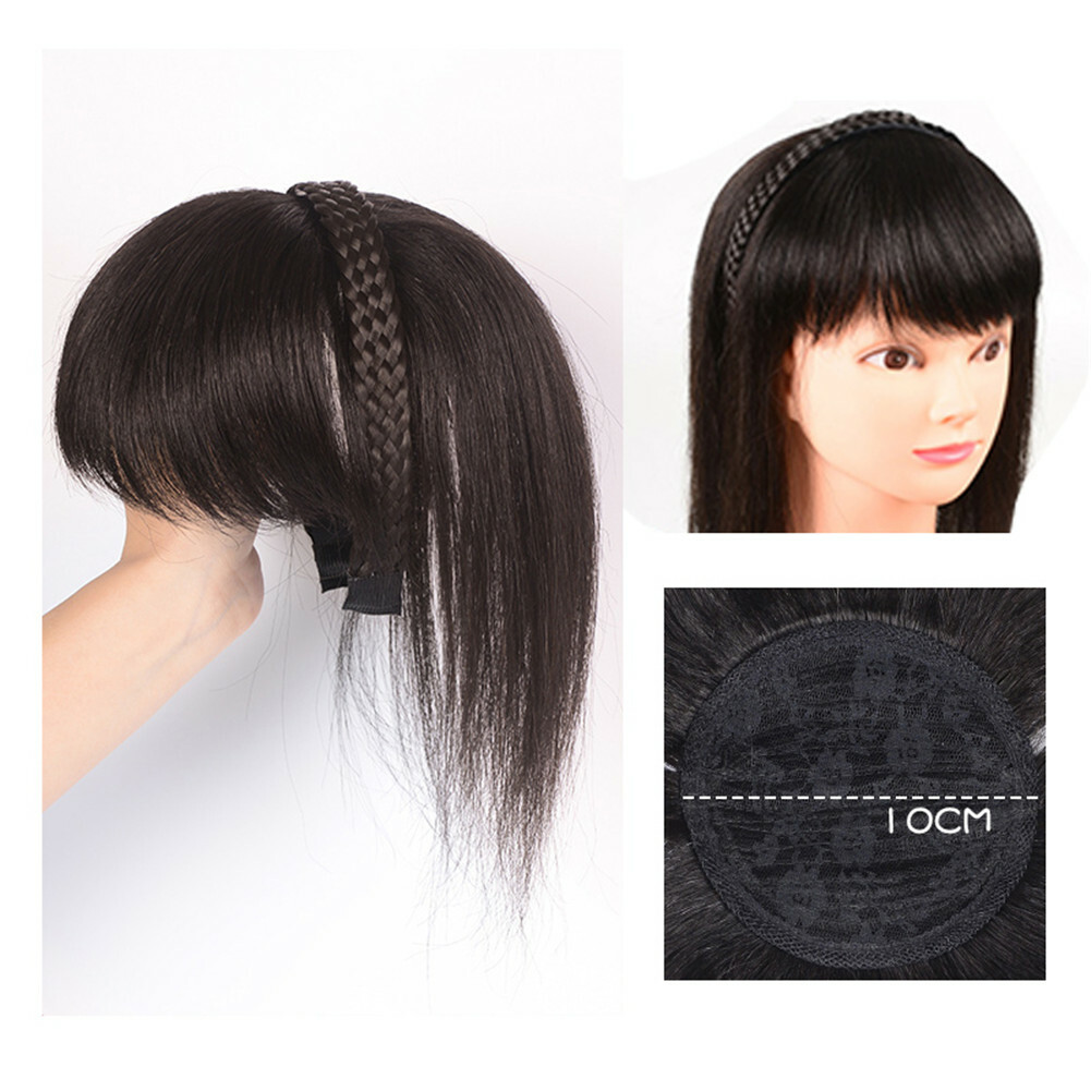 1pc Fashion Women Real Human Hair Bangs Headband Hair Topper For